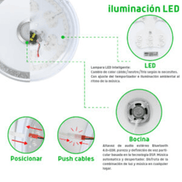 Luminario LED de 40W / 3000 Lúmenes / Ø 490mm x 66mm / Voltaje 85-265V / Temperatura Fría 6500K / Conexión Bluetooth / App iLink.