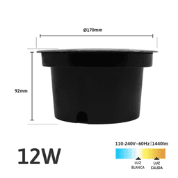 Luminario Empotrar en Piso / Uso en Exterior IP66 / Multivoltaje 110-240V~ 60Hz / Temperatura de Color 6500K  / Ángulo de Luz 36° / Aleación de Aluminio y Vidrio Templado / No Dimeable