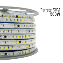 Manguera LED Luminosa Blanca de Resina Transparente y Flexible / Para uso Interior o Exterior / Carrete de 50 m/ 110V CA  4.2 A/ 500 W Potencia / T.C.C. 6500 K.