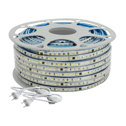 Manguera LED Luminosa Blanca de Resina Transparente y Flexible / Para uso Interior o Exterior / Carrete de 50 m/ 110V CA  4.2 A/ 500 W Potencia / T.C.C. 6500 K.