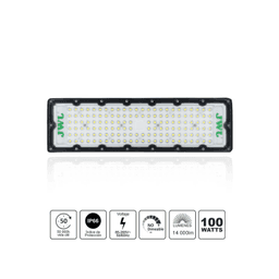Reflector LED 100 W /350 x 100 mm / 85 - 265 Vca~ 50/60Hz / TCC 6 500 K / Uso en exterior. 