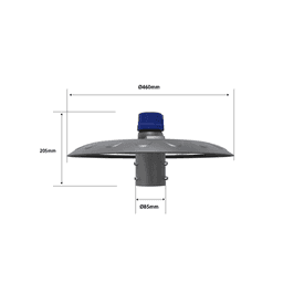 Campana Led Industrial UFO / 100 W / Suspendido-Poste / 85 - 265 Vca / Luz Fría (6500°K).