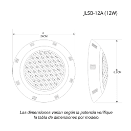 Luminario Sumergible /Luz Blanca 6500 K / 18W / 2340 lm / IP68 / Ø290mm x 62mm / No Dimeable / Uso Exterior.