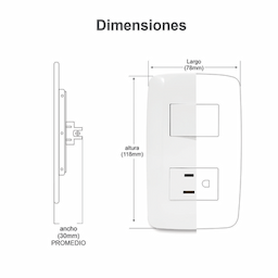 Placa con Toma de Corriente 2P Y T y Conector USB Tipo Hembra / 15 A 127 V 60 Hz + DC 5V / 2A.