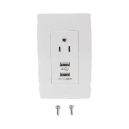 Contacto Sencillo de 15 A/ 127 V CA y 2 Conectores USB de 5 V CD 2A / Color Blanco.