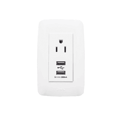 Contacto Sencillo de 15 A/ 127 V CA y 2 Conectores USB de 5 V CD 2A / Color Blanco.