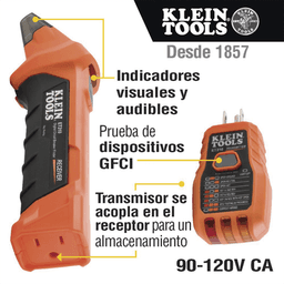 Detector Digital de Cortacircuitos de 120 Vca con Probador de Tomacorrientes GFCI.