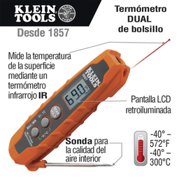 Termómetro Doble IR/Sonda con Medición ºC y ºF. Con Pantalla Retroiluminada