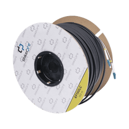 Carrete de Fibra Óptica Monomodo con conectores LC-LC Duplex, Reforzada con Kevlar, de 150 metros