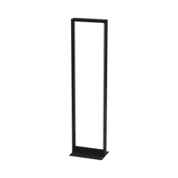 Rack de 2 Postes, Doble Perforación, Estándar 19", 42 Unidades, Fabricado en Acero, Base "L" para Anclar a Piso.