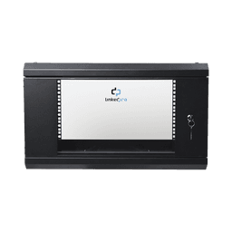 Gabinete de Pared de 6U con Puerta de Cristal Templado, 455 mm de Profundidad Total, Rack de 19in, Acero Reforzado Color Negro.