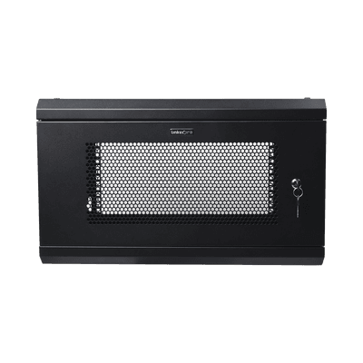 Gabinete de Pared de 6U con Puerta Perforada, 455 mm de Profundidad Total, Rack de 19'', Acero Reforzado Color Negro