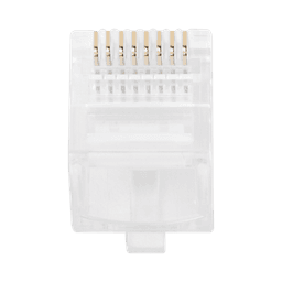 Bote con 100 Plugs Pass through RJ45 Cat5e sin blindaje, chapado de oro a 30 micras para durabilidad extrema