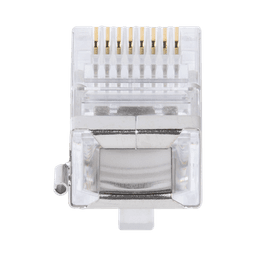 Bote con 100 Piezas de Plug Modular RJ45 Cat5e blindado, chapado de oro a 30 micras para durabilidad extrema CON PIN DE TIERRA