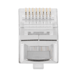 Bote con 100 Piezas de Plug Modular RJ45 Cat6 blindado, chapado de oro a 30 micras para durabilidad extrema SIN PIN DE TIERRA