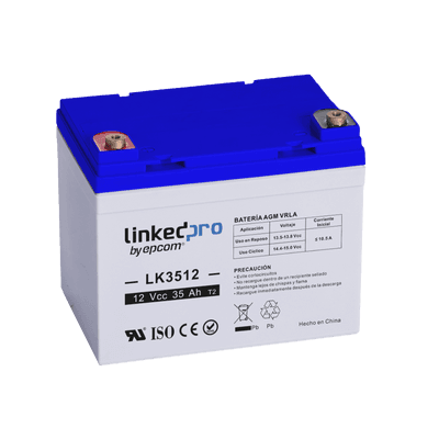 Batería 12 V / 33 Ah / UL / Tecnología AGM-VRLA / Vida útil promedio de 5 años / Para uso en equipo electrónico, Alarmas de Intrusión / Incendio / Control de acceso / Video Vigilancia / Terminales T1 .