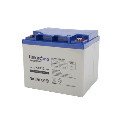 Batería 12 Vcc / 40 Ah / UL / Tecnología AGM-VRLA / Para uso en equipo electrónico, Alarmas de Intrusión / Incendio/ Control de acceso / Video Vigilancia / T2