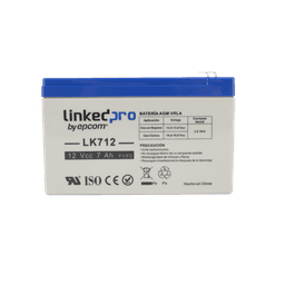 Batería 12 V / 7 Ah / UL / Tecnología AGM / Vida útil promedio 5 años / Uso en equipo electrónico, Alarmas de Intrusión / Incendio / Control de acceso / Video Vigilancia / Terminales F1 ( Incluye adaptador F2 )