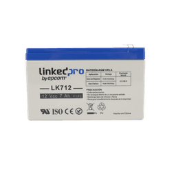 Batería 12 Vcc / 7 Ah / UL / Tecnología AGM-VRLA / Para uso en equipo electrónico, Alarmas de Intrusión / Incendio/ Control de acceso / Video Vigilancia / Terminales F1 y F2.