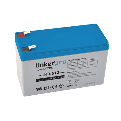 Batería 12 Vcc / 9.5 Ah / UL / Tecnología AGM-VRLA / Para uso en equipo electrónico, Alarmas de Intrusión / Incendio/ Control de acceso / Video Vigilancia / Terminales F1 y F2.