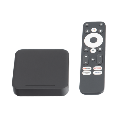 STB 4K Android con Google TV / Alto Rendimiento / Conexión Wi-Fi y por Cable / Control Remoto Bluetooth / Salida HDMI