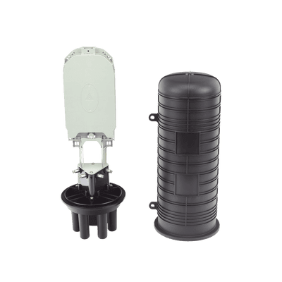 Caja de Distribución de Fibra Óptica Vertical tipo Domo, 48 empalmes (Expandible hasta 96 empalmes con charola LP-SCV-48-ST), Exterior, IP68