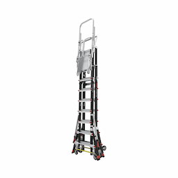 Escalera de Fibra de Vidrio  con Jaula de 8'-14' (2.44 - 4.27 m). Con Ajuste en Ruedas (RATCHET™ Leveler) (SKU:18515-817).