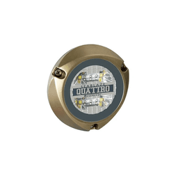 Luz led marina sumergible SeaBlaze Quattro, emite luz de color blanco y azul de 2000 lúmenes, fabricada en bronce naval con grado de protección IP68.