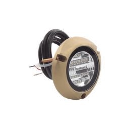 Luz led marina sumergible SeaBlaze X2, emite luz de color blanco y azul de 6000 lúmenes, fabricada en bronce naval con grado de protección IP68.