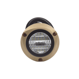 Luz led marina sumergible SeaBlaze X2, emite luz de color blanco y azul de 6000 lúmenes, fabricada en bronce naval con grado de protección IP68.