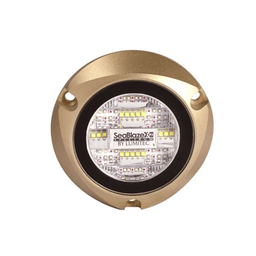 Luz led marina sumergible SeaBlaze X2, emite luz de color blanco y azul de 6000 lúmenes, fabricada en bronce naval con grado de protección IP68.