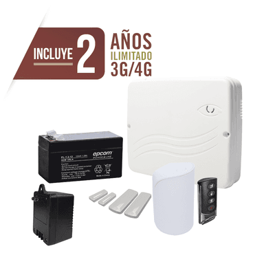 KIT Alarma Cloud Híbrido/Comunicador 4G Lte Integrado/8 Zonas Cableadas, 32 Inalambricas /Programación 100% vía WEB