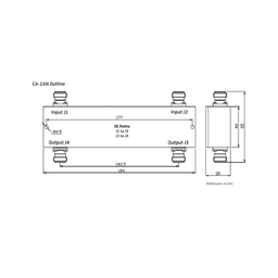 Acoplador hibrido 2x2 350-2700MHz 200W -161dBc tipo N 4.3 -10 IP65