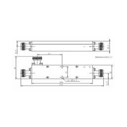 Acoplador direccional / 30dB / 694-2700 MHz / 50W / Conector N hembra / Diseño microstrip