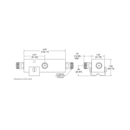 Separador RF / 6dB Tap 4:1 / 350-5930MHz / 500W Promedio / PIM -161dBc / Conectores 4.3-10 Hembra / IP67