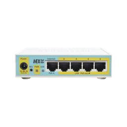 (hEX PoE LITE) RouterBoard, 5 Puertos Fast Ethernet, 4 con PoE Pasivo, 1 Puerto USB