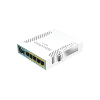 (hEX PoE) Routerboard 5 puertos Gigabit Ethernet PoE 802.3at, 1 Puerto USB