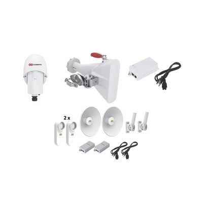 Kit completo para WISP, Kit de A5x y Adaptador TPA-A5X, antena sectorial HG3TPA60 de 60º, y 2 kit C5XPTPKIT3, ideal para hasta 7 km, POEs y Cables de alimentación incluidos.