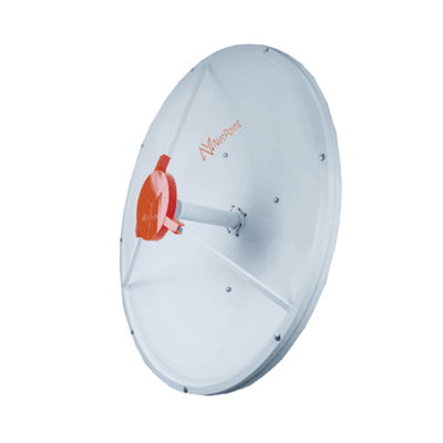 Antena de parabola profunda, blindada, con supresión al ruido de 3 ft, 4.5-5.5 GHz, Ganancia 34 dBi con SLANT de 45 ° y 90 °, ideal para hasta 60 km, Conectores N-hembra, montaje.