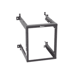 Rack PanZone® de Montaje en Pared, de 19in, Profundidad Ajustable, Rieles Numerados y Roscados #12-24, 12 UR, Color Negro