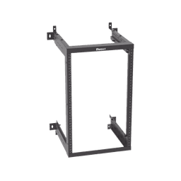 Rack PanZone® de Montaje en Pared, de 19in, Profundidad Ajustable, Rieles Numerados y Roscados #12-24, 18 UR, Color Negro