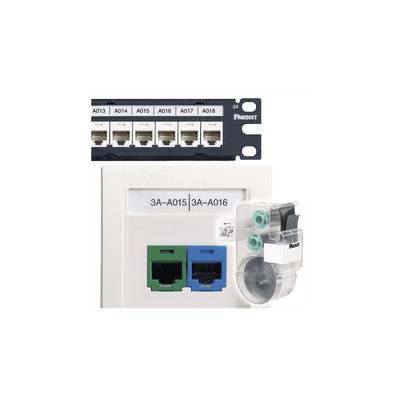 Casete de 125 Etiquetas Adhesivas, para Patch Panel, Face Plate o Cajas Superficiales, Para Identificación 4 Puertos, Color Blanco