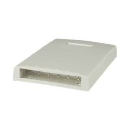 Caja de Montaje en Superficie, Con Accesorio para Resguardo de Fibra Óptica, Para 6 Módulos Mini-Com, Color Blanco Mate