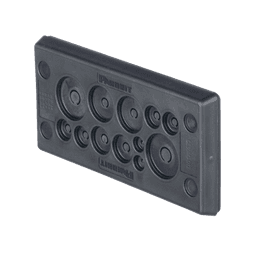 Pasacables Rectangular de Membrana, IP66, 3.39" x 1.42", 12 orificios, para Cables no Terminados. Color Negro