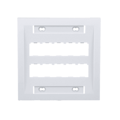 Placa de Pared Vertical Ejecutiva, Salida Para 10 Puertos Mini-Com, Con Espacios Para Etiquetas, Color Blanco