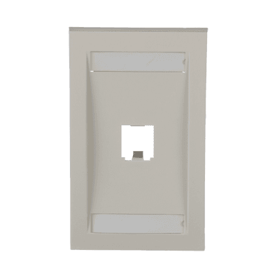 Placa de Pared Vertical Ejecutiva, Salida Para 1 Puerto Mini-Com, Con Espacios Para Etiquetas, Color Blanco Mate