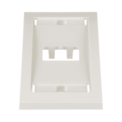 Placa de Pared Vertical Ejecutiva, Salida Para 2 Puertos Mini-Com, Con Espacios Para Etiquetas, Color Blanco Mate