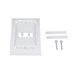 Placa de Pared Vertical Ejecutiva, Salida Para 2 Puertos Mini-Com, Con Espacios Para Etiquetas, Color Blanco