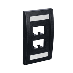 Placa de Pared Vertical Ejecutiva, Salida de 4 Puertos Mini-Com, Con Espacios Para Etiquetas, Color Negro