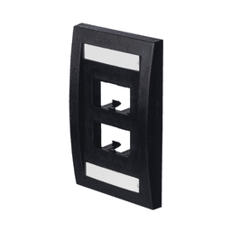 Placa de Pared Vertical Ejecutiva, Salida de 4 Puertos Mini-Com, Con Espacios Para Etiquetas, Color Negro